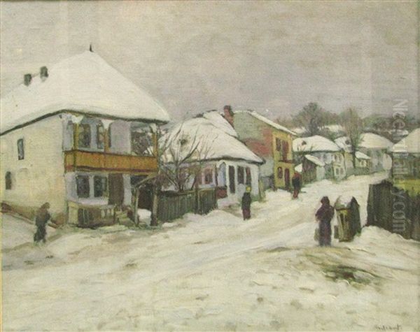 Winter Landscape Oil Painting by Nicolae Grant