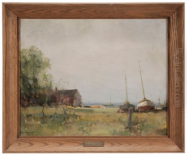 The Boat Shop At Bellport, Long Island, New York Oil Painting by Walter Granville-Smith