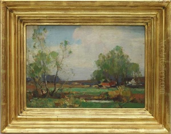 Meadow Land In A Hand-carved Ben Badura Frame Oil Painting by Walter Granville-Smith