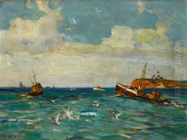 Off Montauk Oil Painting by Walter Granville-Smith