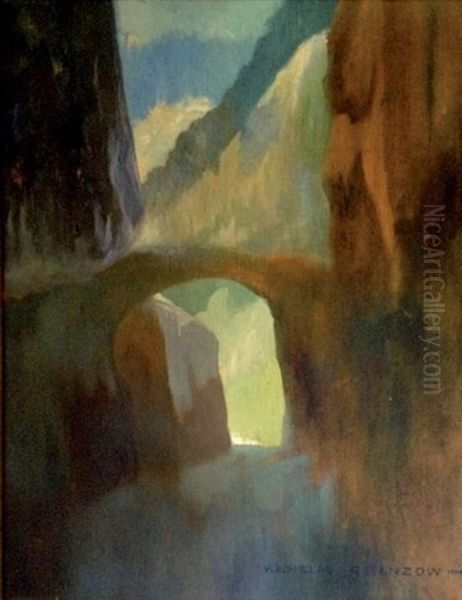 Le Pont Dans La Montagne Oil Painting by Vladimir Vladyslaw Granzow