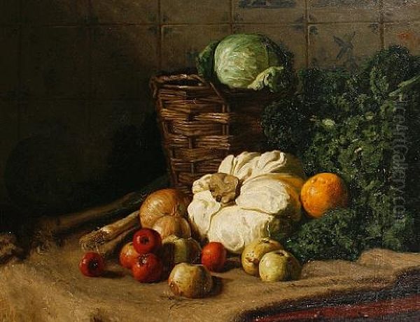 A Still Life Of Vegetables Oil Painting by August Johannes le Gras