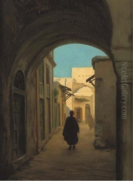 A Wanderer, Tunesia Oil Painting by August Johannes le Gras