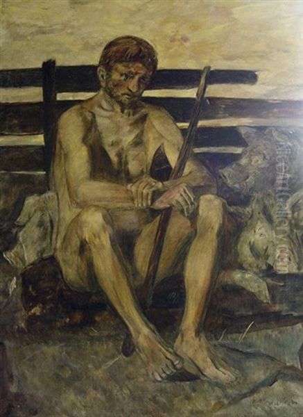 Schweinehirt Oil Painting by Ernst Heinrich Graeser