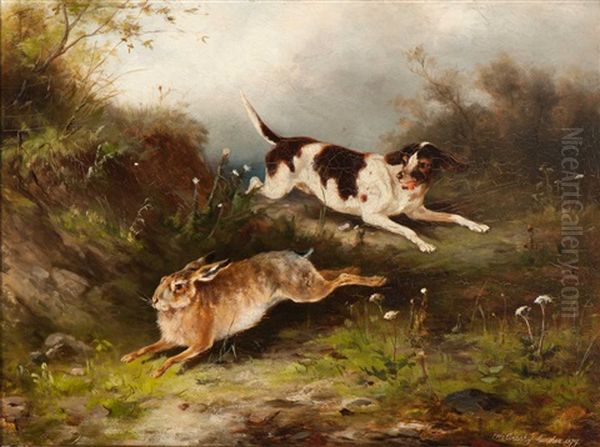 Hase Schlagt Den Haken Oil Painting by Otto Grashey