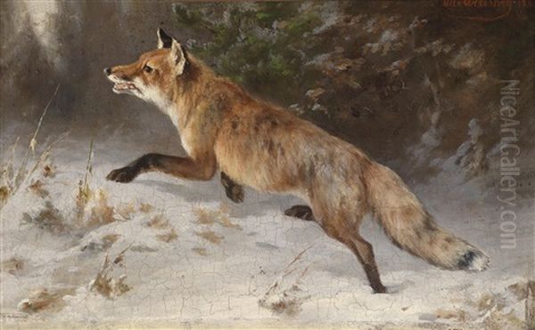 Fuchs Im Winterwald Oil Painting by Otto Grashey