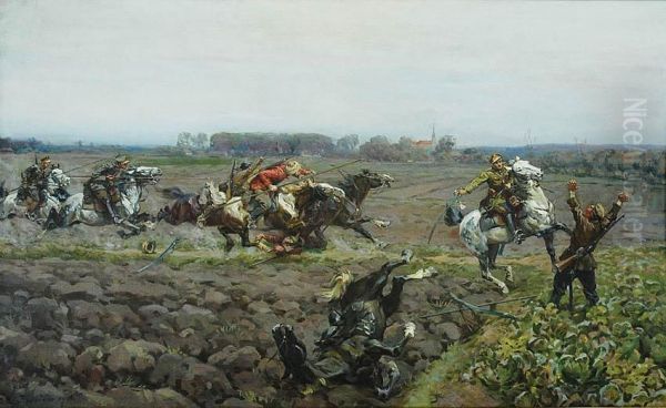 Potyczka Oil Painting by Stanislaw Bagienski