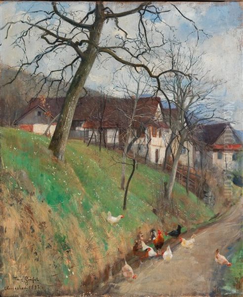 Vorfruhling Blumberg, Obersasbach, Schwarzwald Oil Painting by Franz Graessel