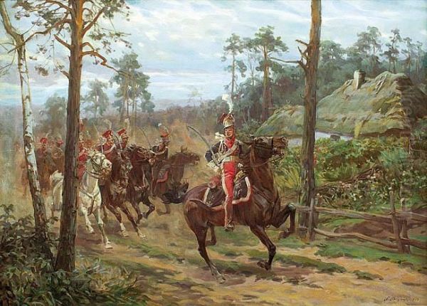 Ulani Ksiestwa Warszawskiego Oil Painting by Stanislaw Bagienski