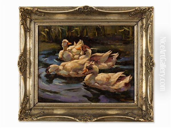 4 Ducks In A Pond by Franz Graessel