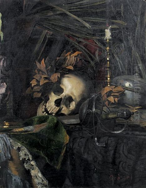 Vanitas Oil Painting by Franz Graessel