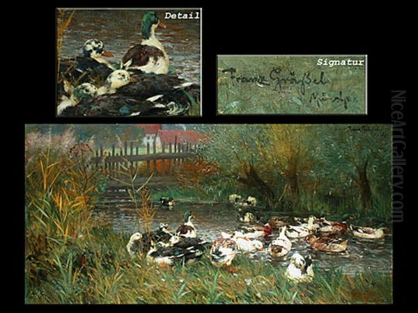 Enten Am Bach Oil Painting by Franz Graessel