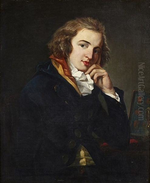 Portrait Of Young Man Oil Painting by Giuseppe (Josef) Grassi