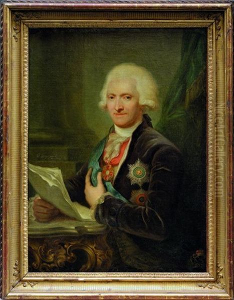 Portrait Du Comte Jacob-johann Sievers Oil Painting by Giuseppe (Josef) Grassi