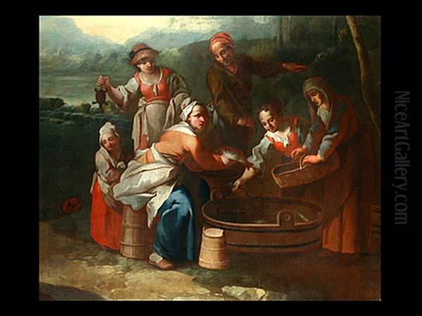 Die Fischverkauferin Oil Painting by Nicola Grassi