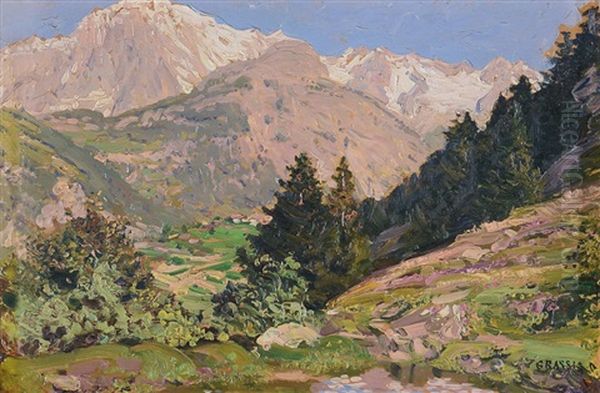 Courmayeur Sopra Verrand Oil Painting by Giuseppe Grassis