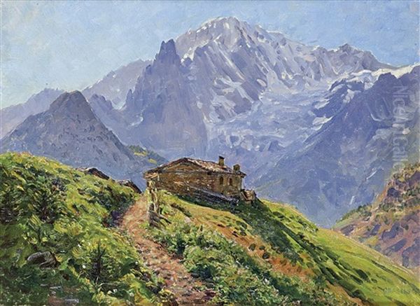 Courmayeur (sotto Il Monte Bianco) Oil Painting by Giuseppe Grassis