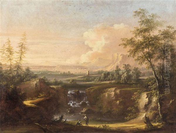 Heroische Landschaft Mit Personenstaffage Oil Painting by Johann Georg Dominikus Grassmayr