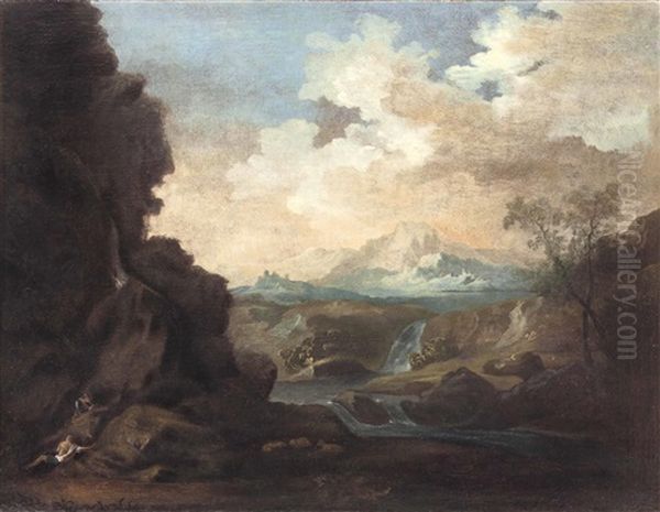 Heroische Landschaft Mit Figurenstaffage Oil Painting by Johann Georg Dominikus Grassmayr