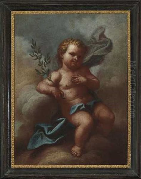 Putto Mit Olzweig Oil Painting by Johann Georg Dominikus Grassmayr