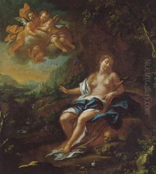 Die Busende Magdalena In Einer Landschaft Oil Painting by Johann Georg Dominikus Grassmayr