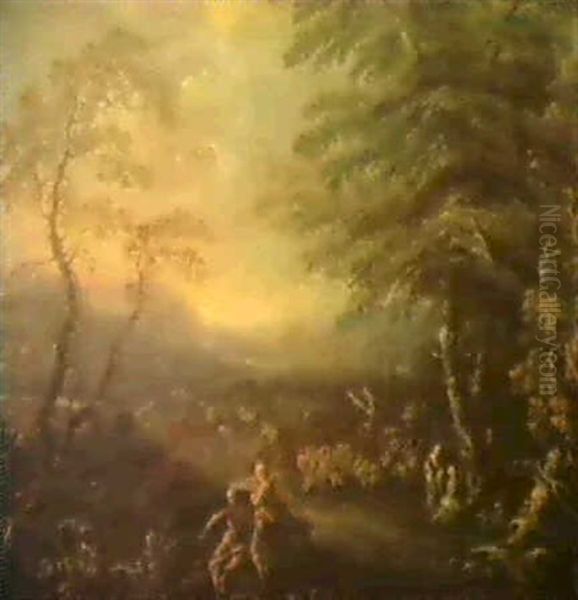 Waldlandschaft Mit Rastenden Oil Painting by Johann Georg Dominikus Grassmayr