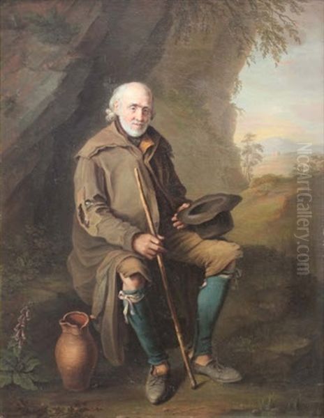 A Traveller Resting By A Road Oil Painting by George Grattan