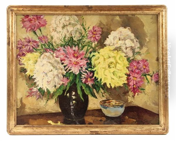 Still Life With Chrysanthemums Oil Painting by Abbott Fuller Graves