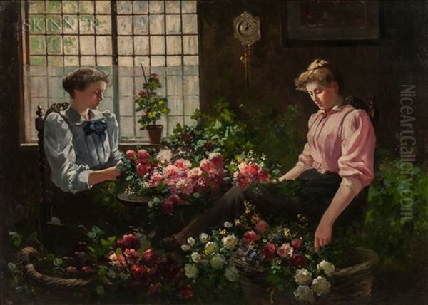 Arranging The Flowers Oil Painting by Abbott Fuller Graves