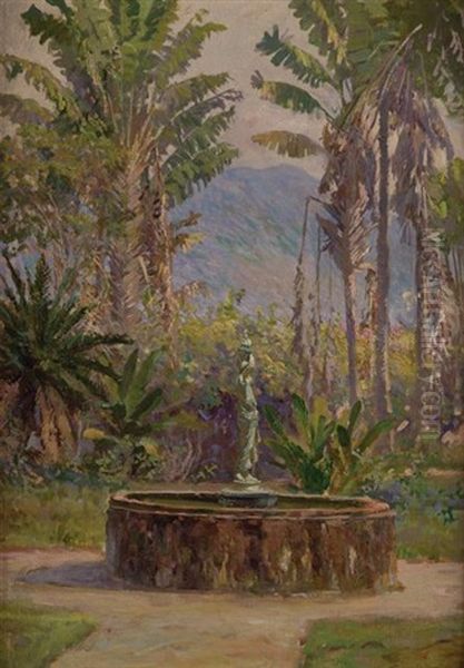 Fountain Oil Painting by Abbott Fuller Graves