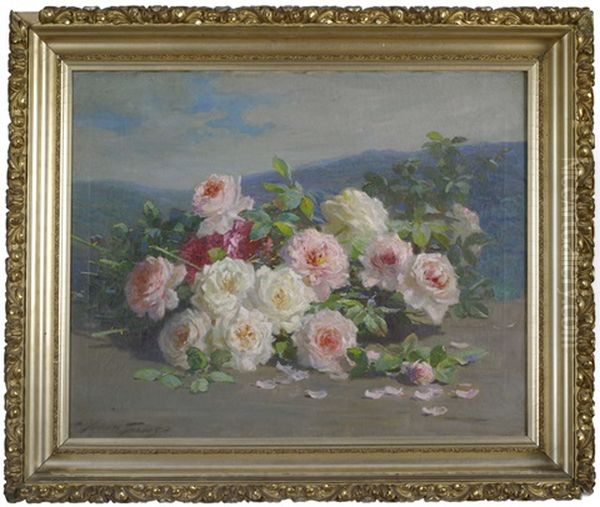 Still-life With Pink Roses by Abbott Fuller Graves