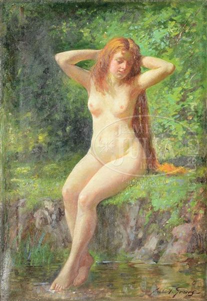 Red Haired Bather By A Stream by Abbott Fuller Graves