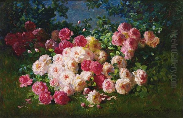 Pink And Red Roses Oil Painting by Abbott Fuller Graves