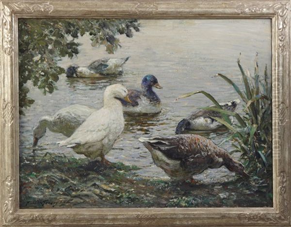 The Duck Pond Oil Painting by Abbott Fuller Graves