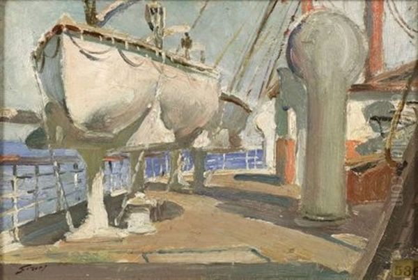 Steamer's Deck Oil Painting by Abbott Fuller Graves