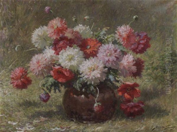 Still Life With Poppies And Chrysanthemums Oil Painting by Abbott Fuller Graves