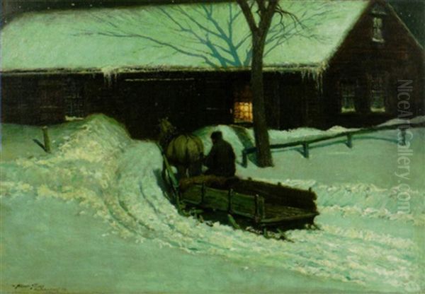 Wintry Night Oil Painting by Abbott Fuller Graves