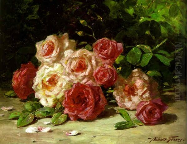 Still Life Of Roses Oil Painting by Abbott Fuller Graves