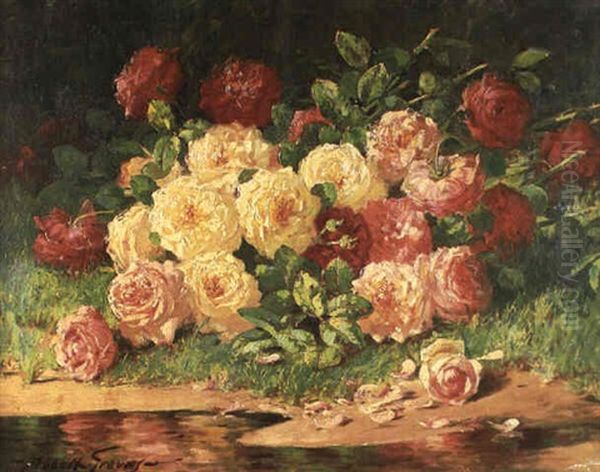 Roses At The Water's Edge Oil Painting by Abbott Fuller Graves