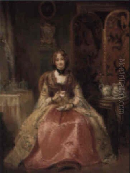 Portrait Of Lady Dorothy Nevill, In Her Boudoir Oil Painting by Henry Richard Graves