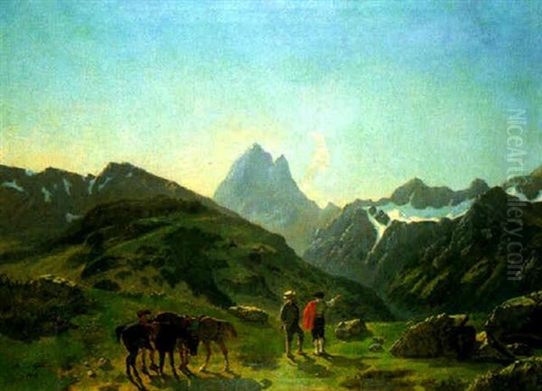 Excursion Alpina Oil Painting by A. du Gravier