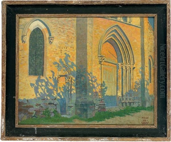 A Church Exterior At Sunset Oil Painting by Felix De Gray