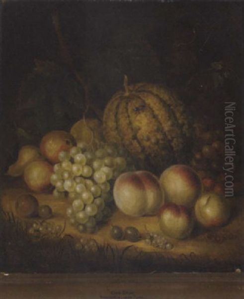 Grapes, Peaches, Whitecurrants, Gooseberries, Pears, Cherries And A Melon Oil Painting by George Gray