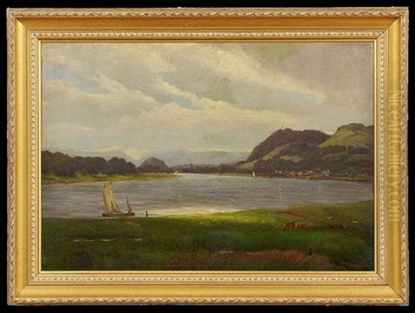 The River Clyde At Bowling, Scotland Oil Painting by John Gray