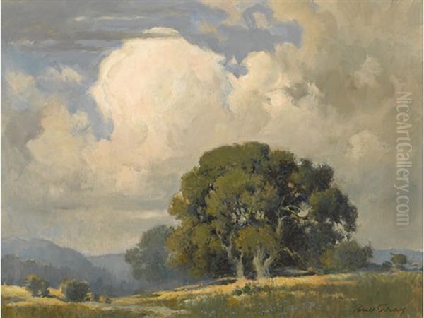 Oaks Beneath Billowing Clouds by Percy Gray