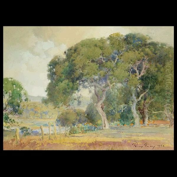 Majestic Oaks With Poppies Oil Painting by Percy Gray