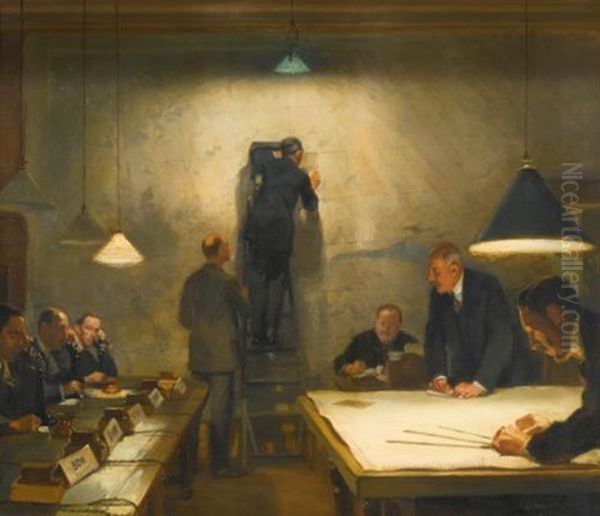 The Metropolitan Observation Room During An Air Raid by Ronald Gray