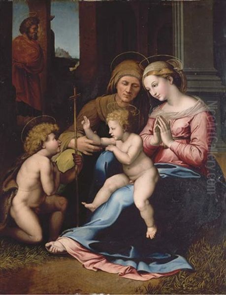 The Holy Family With The Infant Saint John The Baptist And Saint Elizabeth Oil Painting by Leonardo Grazia