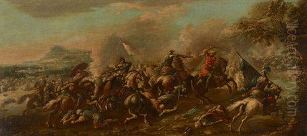 Chocs De Cavalerie Oil Painting by Ercole Graziani the Younger