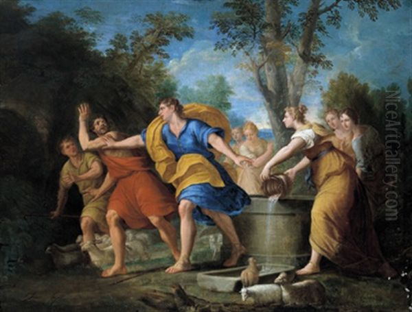 Jacob, Rachel Und Laban Am Brunnen Oil Painting by Ercole Graziani the Younger